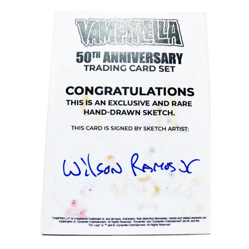 Vampirella 50Th Anniversary Sketch Card By Wilson Ramos Jr Dynamite (H)