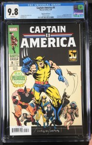 Captain America #5 CGC 9.8 Rugg Wolverine Homage Cover to 1968 #100 Marvel 2024