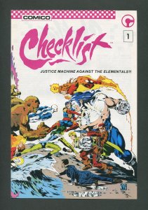 Comico Checklist Promotional Flyer #1  / Justice Machine / 1985