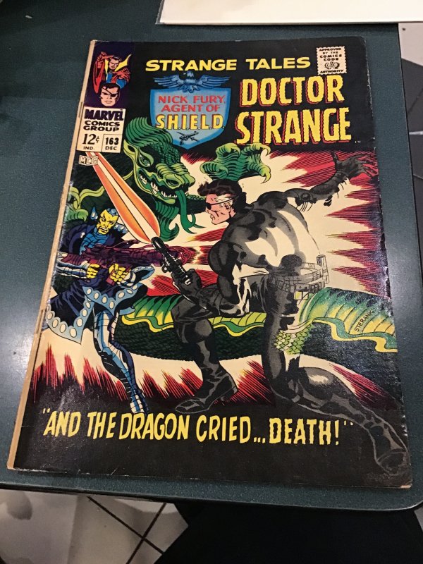 Strange Tales #163 (1967) Need high-grade Steranko shield Black cover! FN+ Wow