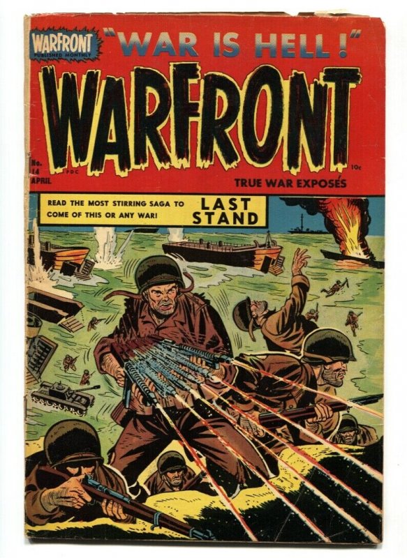 Warfront #14 1953-Beach invasion-Pre-code war-VG