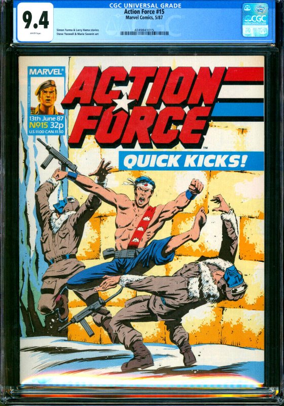 Action Force #15 GI Joe Marvel UK 1987 CGC 9.4 Quick Kick