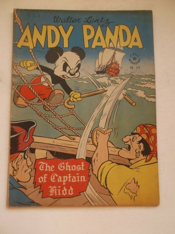 FOUR COLOR COMICS: ANDY PANDA #154, RARE GOLDEN AGE, WALTER LANTZ, 1947, VG+!!!