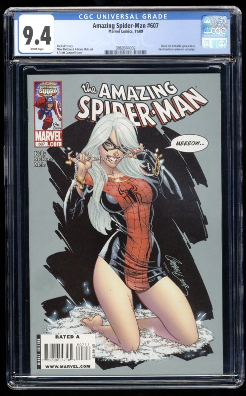 Amazing Spider-Man #607 CGC NM 9.4 Black Cat J. Scott Campbell Cover!