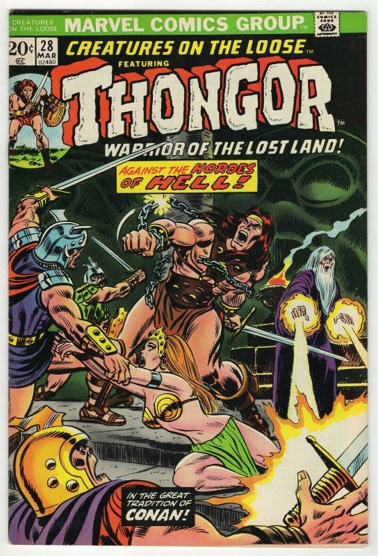 Creatures on the Loose #28 ORIGINAL Vintage 1974 Marvel Comics Thongor  