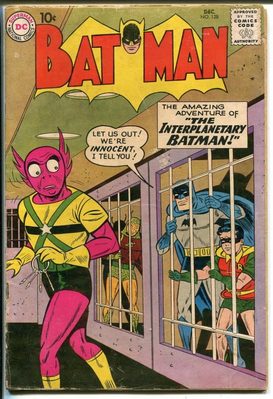 Batman #128 1959-DC Comics-alien on cover-Robin behind bars-VG MINUS