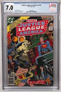 JUSTICE LEAGUE of AMERICA #155 CGC 7.0 Off-White to White Pages DC Comics