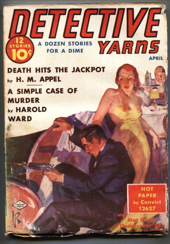 DETECTIVE YARNS 1939 April-Spicy cover-Hardboiled Pulp Fiction