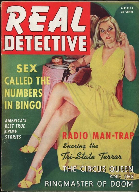 REAL DETECTIVE APR 1942-WILD TRUE CRIME-PULP-MAGAZINE-LEGGY COVER-CASTRATION FN