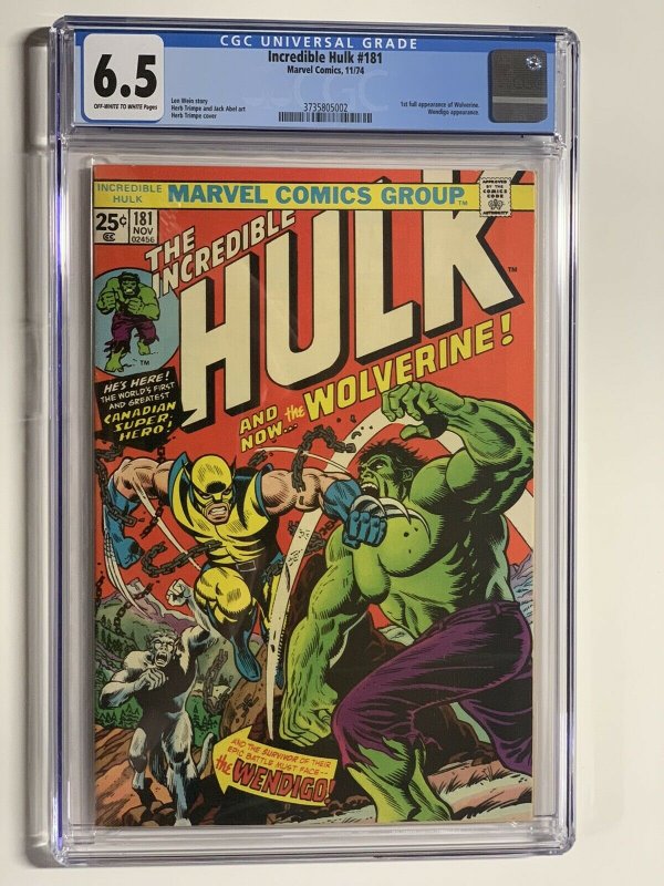 Incredible Hulk 181 Cgc 6.5 Ow/w Pages 1st Wolverine X-men
