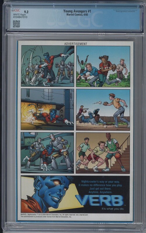 Young Avengers 1 CGC 9.2 NM- 1st Hulkling Patriot Iron Lad Kate Bishop Hawkeye