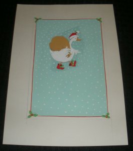 MERRY CHRISTMAS Crazy Duck in Santa Suit 7x10 Greeting Card Art #nn