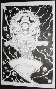 Silver Surfer and Thanos Commission - Signed art by Ron Wilson