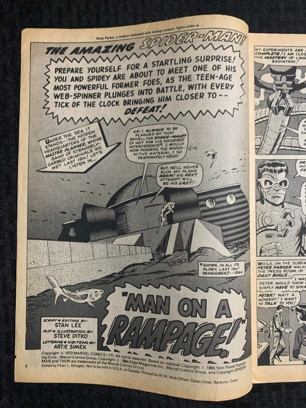 1973 SPIDER-MAN COMICS WEEKLY #26 Marvel UK FN 6.0 Steve Ditko / Mighty Thor