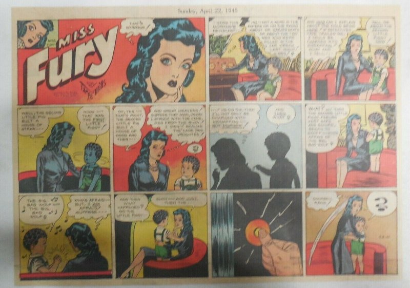 Miss Fury Sunday #209 by Tarpe Mills 4/8/1945 Size: 11 x 15  Very Rare Year #5