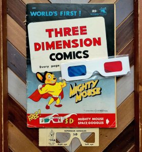 3-D MIGHTY MOUSE #1 1953 VG 4.0 1st Three Dimension Comic! KUBERT + 3D Glasses