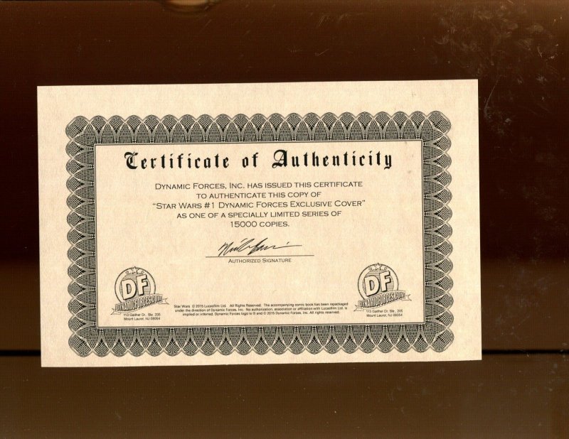 Star Wars #1 - Greg Lard Exclusive Cover With COA! (9.0/9.2) 2015