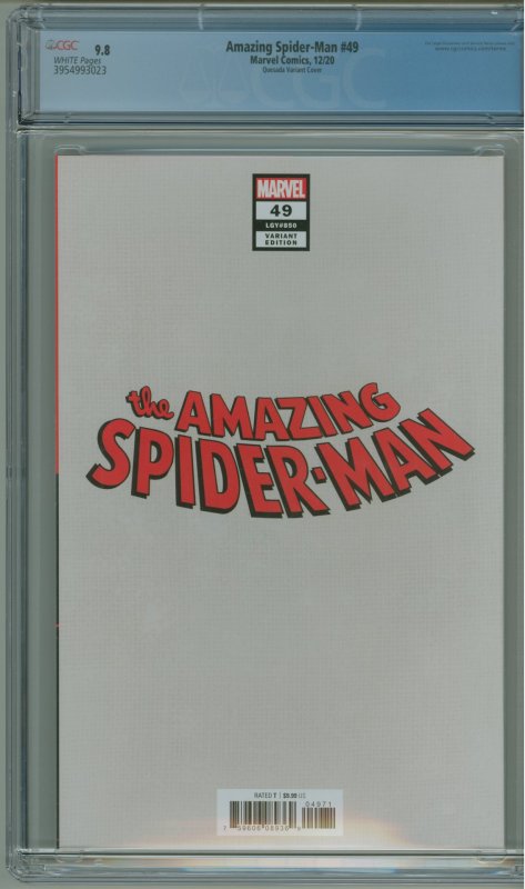 Amazing Spider-Man #49 CGC 9.8 Quesada Variant Cover!