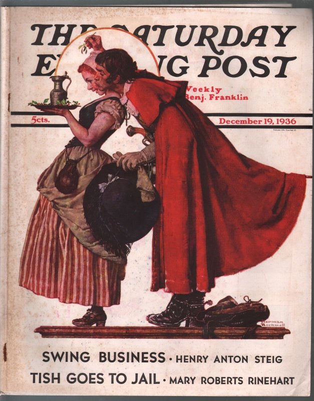 Saturday Evening Post  12/19/1936-Norman Rockwell cover-complete magazine-VG
