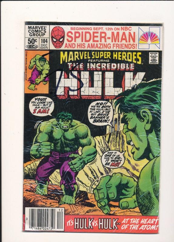 Marvel Super Heros ft The Incredible HULK Dec #104 VF (SIC265)