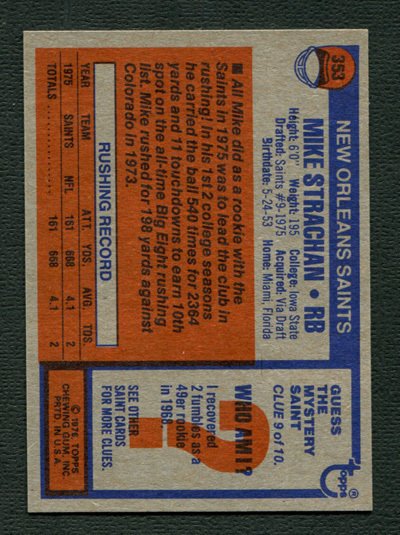 1976 Topps Mike Strachan #353  NM-MT+  New Orleans Saints