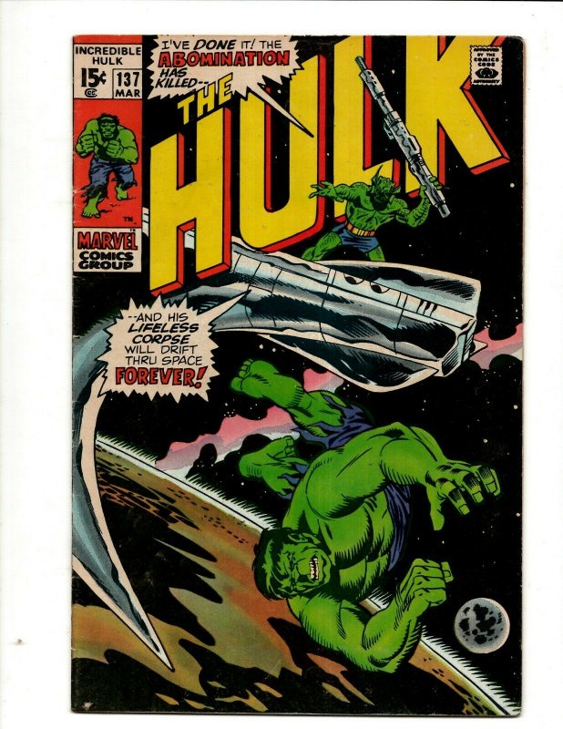 Incredible Hulk # 137 FN/VF Marvel Comic Book Iron Man Captain America Thor BJ1