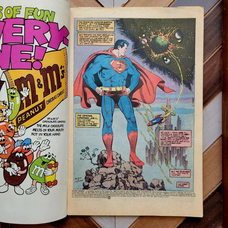 SECRET ORIGINS #1 VG (DC 1986) Newsstand / Golden Age Superman (Roy Thomas)