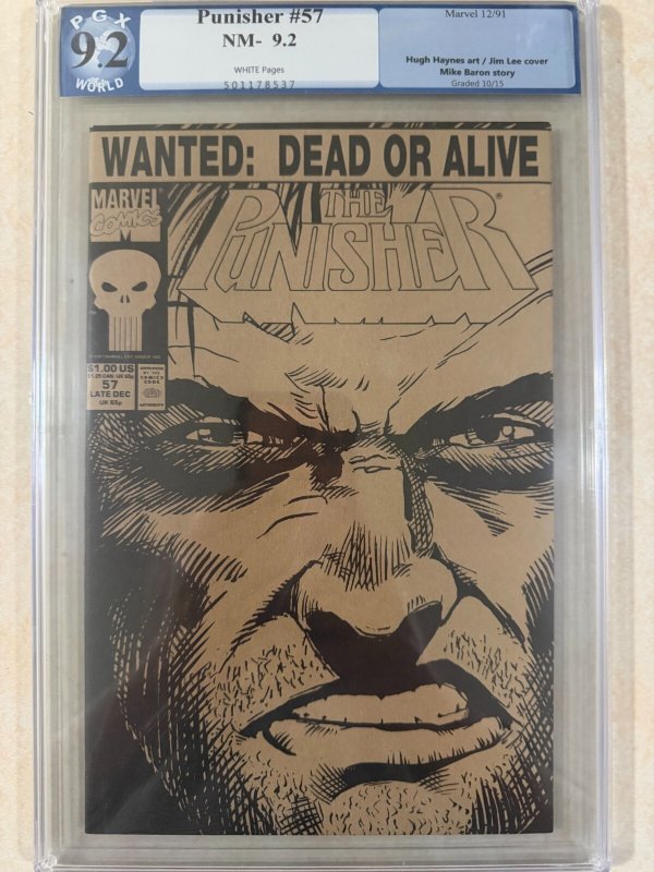 The Punisher #57 PGX 9.2 White Pages Marvel 1991 Jim Lee Cover