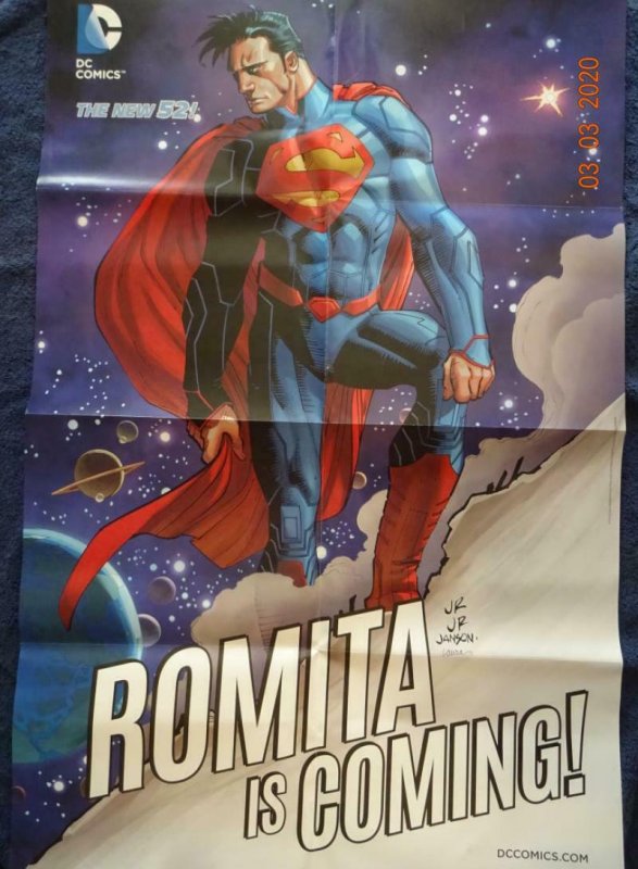 SUPERMAN ROMITA IS COMING  Promo Poster, 22 x 34 DC Unused more in our store 534