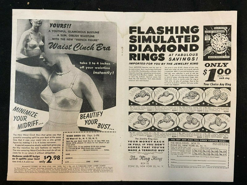 ROMANCE STORIES OF TRUE LOVE #49 COVER ONLY 1958