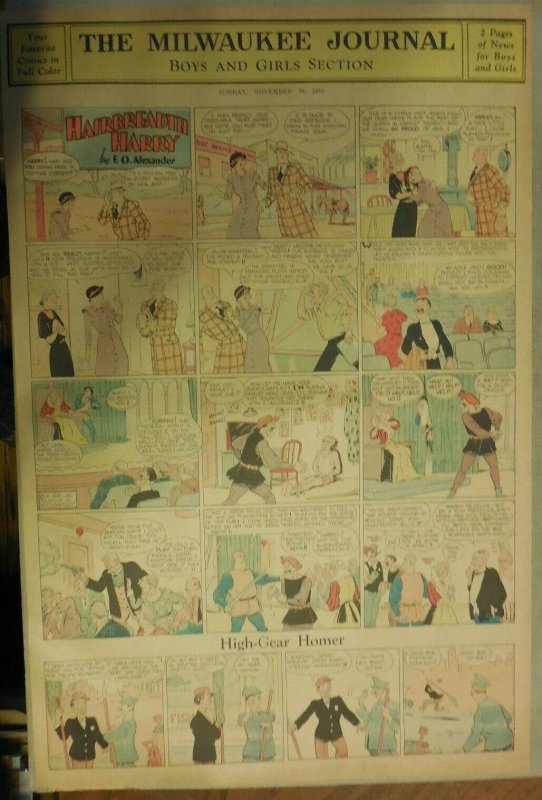 Hairbreadth Harry Sunday Page by F.O. Alexander from 11/26/1933 Full Page Size !