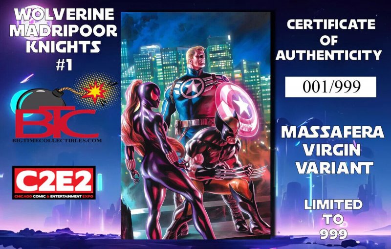 WOLVERINE MADRIPOOR KNIGHTS #1 C2E2 MASSAFERA VIRGIN VARIANT - LTD 999 WITH COA