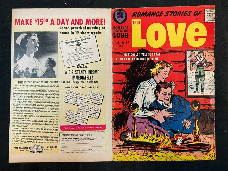 ROMANCE STORIES OF TRUE LOVE #49 COVER ONLY 1958