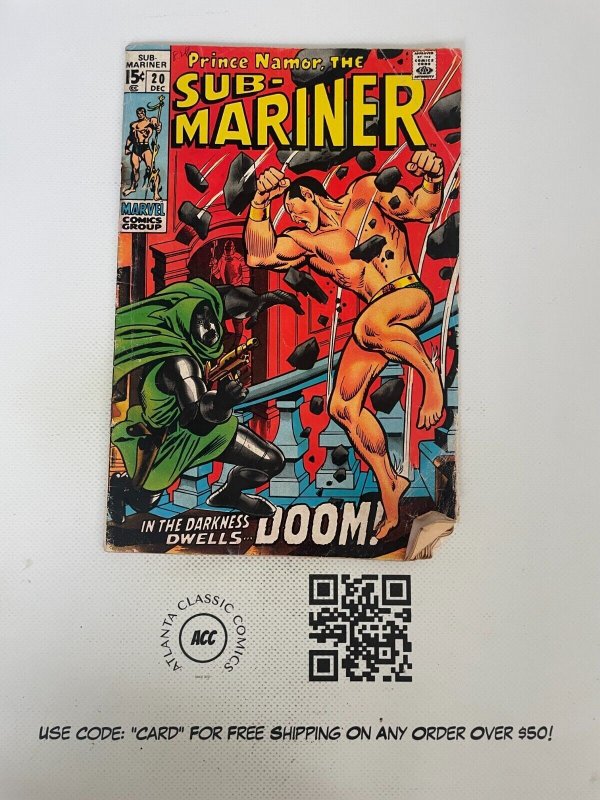Prince Namor Sub-Mariner # 20 VG Marvel Comic Book Dr. Doom Hulk Thor 12 J224