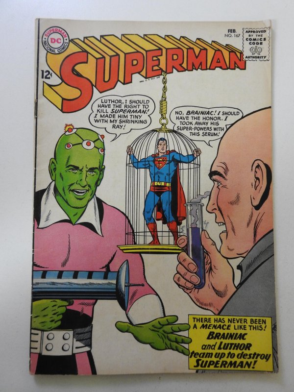 Superman #167 (1964) VG Condition moisture stain