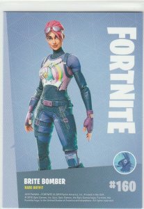 Fortnite Brite Bomber 160 Rare Outfit Panini 2019 trading card series 1