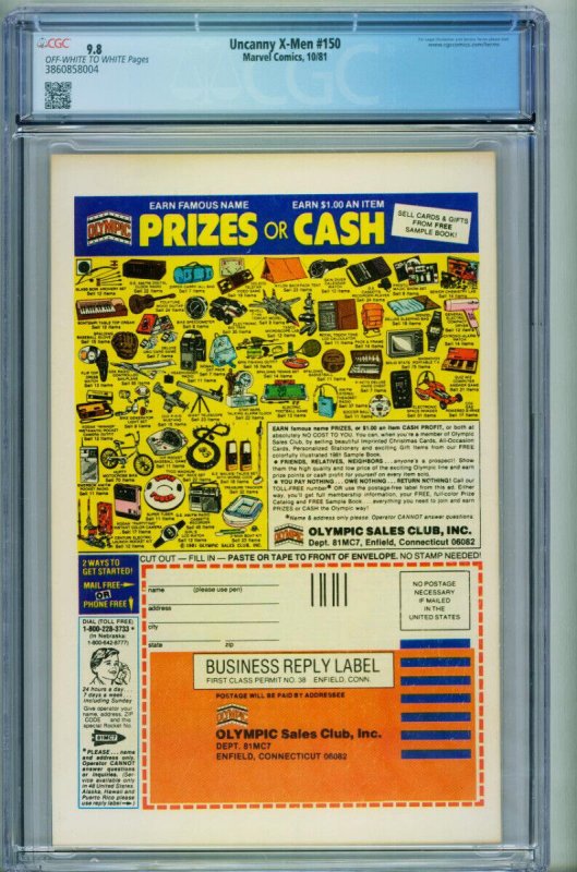 X-MEN #150 CGC 9.8 comic book MAGNETO 1981-MARVEL-3860858004