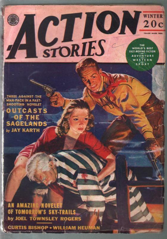 Action Stories-Winter 1943-prison break cover-Nazi epic-Joel Townsley Rogers-VG 