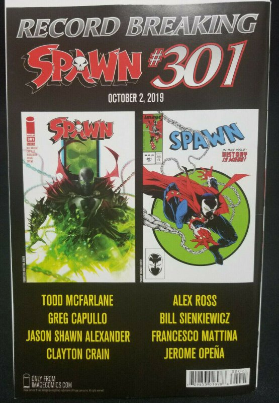Image Comics ~ Spawn #300 1:25 Capullo & McFarlane Incentive Variant Cover 2019