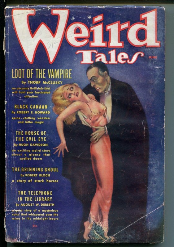 Weird Tales-6/1936-pulp fiction-spicy Good Girl Art-Brundage-Derleth-Howard-VG-