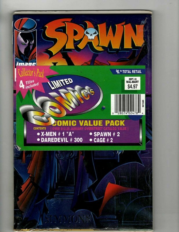 Collector 4 Pack Sealed Spawn # 2 Cage # 2 X-Men # 1 Daredevil # 300 Image J510