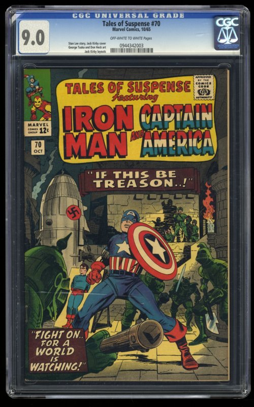 Tales Of Suspense #70 CGC VF/NM 9.0 Captain America Iron Man Jack Kirby Cover!