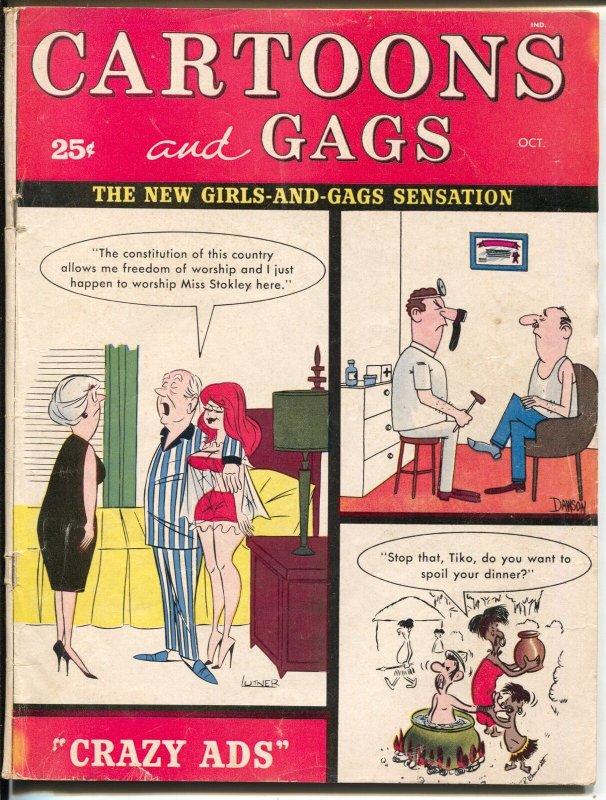 Cartoons and Gags 10/1963-Marvel-jokes-Trogdon-DeCarlo-Zahn-VG