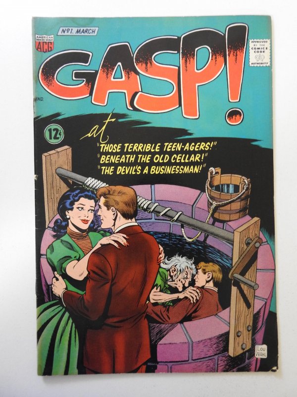 Gasp #1 (1967) VG- Condition! Moisture stain, rust on both staples