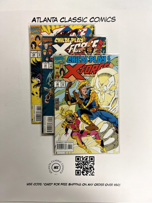 3 X-Force Marvel Comic Books #32 33 34  Thor Avengers Defenders X-Men 58 JS5