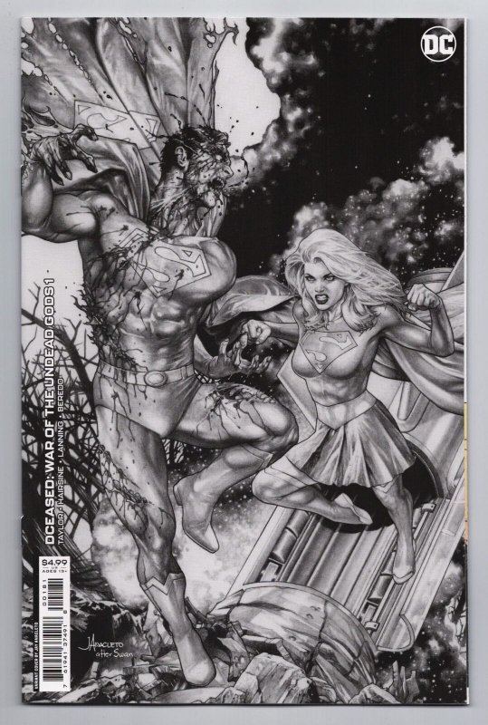 DCeased War Of The Undead Gods #1 Cvr H Anacleto B&W Variant (DC, 2022) 