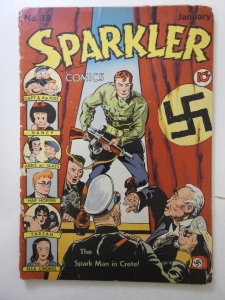 Sparkler Comics #18 (1943) Great WWII Cover! Complete W/ Full spine Split Poor