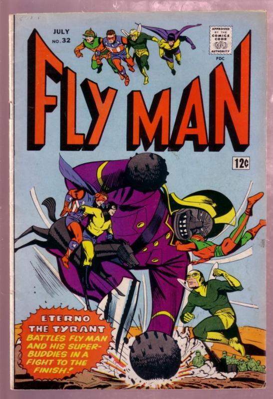 FLY MAN #32 1965- FLY GIRL-BLACK HOOD-SHIELD-COMET-MLJ VG