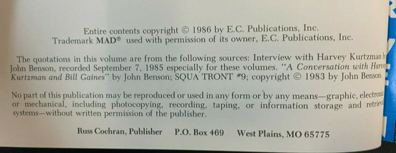 MAD HARDCOVER REPRINTS #1-6 IN COLOR 1986 VF-NM 