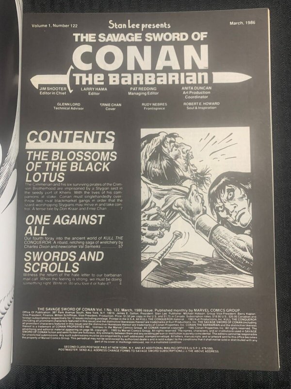 1986 SAVAGE SWORD OF CONAN Magazine #122 FN+ 6.5 Ernie Chan Cover